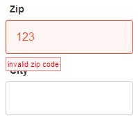 The pop-up error displays when hovered over.